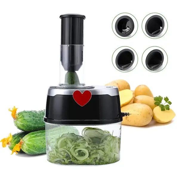Elektrische Groentensnijder Spiraalsnijder Snijmachine Chopper Spiraal Keukenrasp voor Courgette Wortelen Komkommers 2L