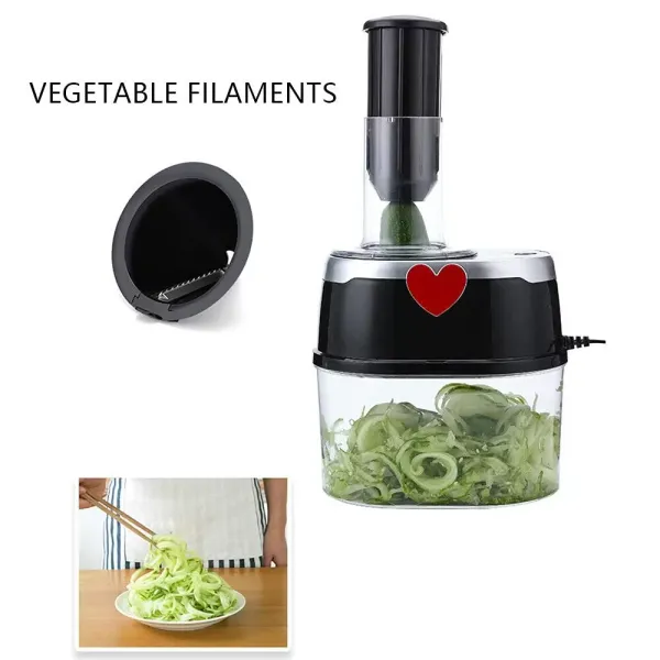 Elektrische Groentensnijder Spiraalsnijder Snijmachine Chopper Spiraal Keukenrasp voor Courgette Wortelen Komkommers 2L Elektrische Groentensnijder Spiraalsnijder Snijmachine Chopper Spiraal Keukenrasp voor Courgette Wortelen Komkommers 2L