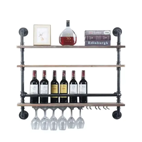 Stoompunk pijp wijnglasrek, industriële wandgemonteerde pijpplank met glaswerkhouder (24" x 8") Stoompunk pijp wijnglasrek, industriële wandgemonteerde pijpplank met glaswerkhouder (24" x 8")