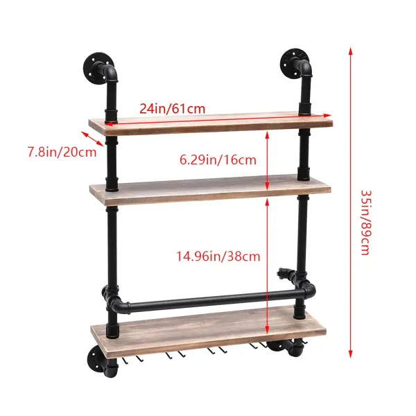 Stoompunk pijp wijnglasrek, industriële wandgemonteerde pijpplank met glaswerkhouder (24" x 8") Stoompunk pijp wijnglasrek, industriële wandgemonteerde pijpplank met glaswerkhouder (24" x 8")