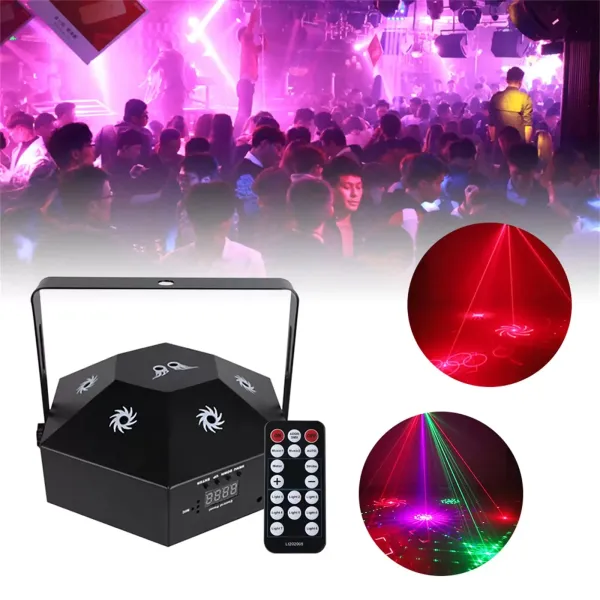 CNCEST Draadloos Strobe Party Light 8 Ogen LED Party Light met geluidsbediening en afstandsbediening 8 verschillende patronen