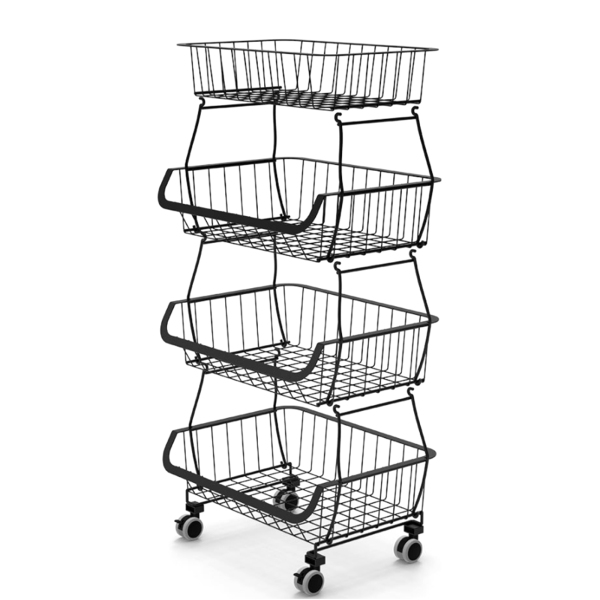 CNCEST 5-laags fruitopbergmand Metalen fruitschaal Afneembare multifunctionele houder Stand Opbergmanden Rollende gereedschapswagen