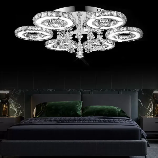 Kristallen LED-plafondlamp, dimbaar, met afstandsbediening, moderne plafondlamp voor woonkamer, keuken, slaapkamer, eetkamer Kristallen LED-plafondlamp, dimbaar, met afstandsbediening, moderne plafondlamp voor woonkamer, keuken, slaapkamer, eetkamer