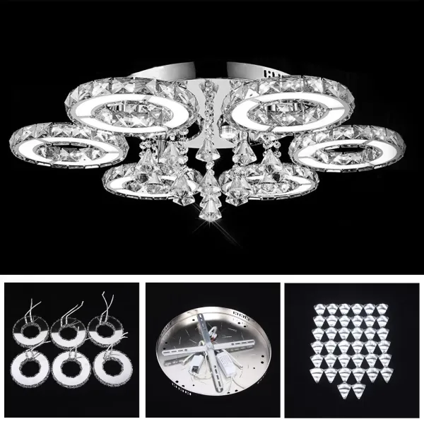 Kristallen LED-plafondlamp, dimbaar, met afstandsbediening, moderne plafondlamp voor woonkamer, keuken, slaapkamer, eetkamer Kristallen LED-plafondlamp, dimbaar, met afstandsbediening, moderne plafondlamp voor woonkamer, keuken, slaapkamer, eetkamer