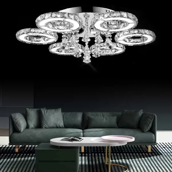 Kristallen LED-plafondlamp, dimbaar, met afstandsbediening, moderne plafondlamp voor woonkamer, keuken, slaapkamer, eetkamer Kristallen LED-plafondlamp, dimbaar, met afstandsbediening, moderne plafondlamp voor woonkamer, keuken, slaapkamer, eetkamer