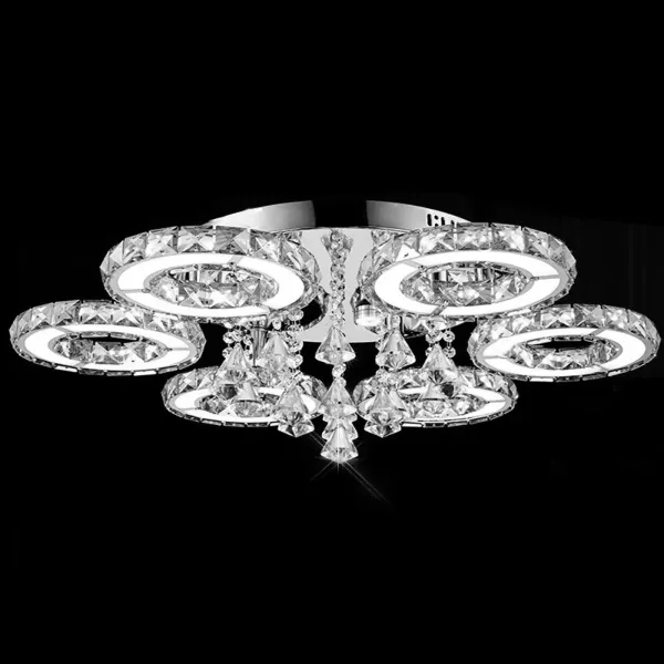 Kristallen LED-plafondlamp, dimbaar, met afstandsbediening, moderne plafondlamp voor woonkamer, keuken, slaapkamer, eetkamer