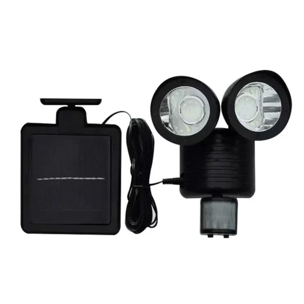 LED-wandlamp op zonne-energie met 5 m kabel, verstelbare hoek, waterdicht, tuinlamp op zonne-energie met bewegingssensor, veiligheidswandlamp