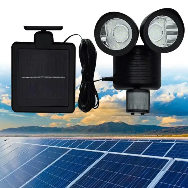 LED-wandlamp op zonne-energie met 5 m kabel, verstelbare hoek, waterdicht, tuinlamp op zonne-energie met bewegingssensor, veiligheidswandlamp