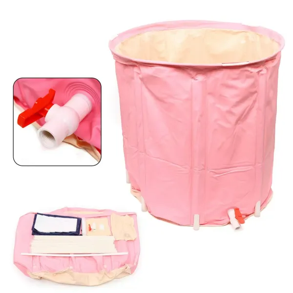Opvouwbare badton PVC mobiele badkuip voor volwassenen SPA-badkuip Huishoudelijke opvouwbare bademmer Roze 70 x 70 cm