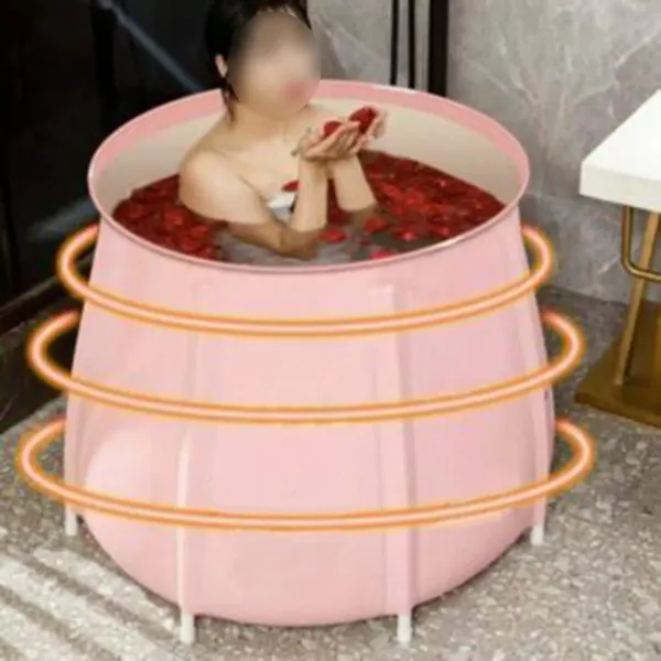 Opvouwbare badton PVC mobiele badkuip voor volwassenen SPA-badkuip Huishoudelijke opvouwbare bademmer Roze 70 x 70 cm Opvouwbare badton PVC mobiele badkuip voor volwassenen SPA-badkuip Huishoudelijke opvouwbare bademmer Roze 70 x 70 cm
