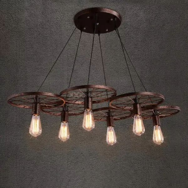 IJzeren LED-lamp - Retro metalen E27 lampdetails - 6 wielen - Hangend ontwerp in loftstijl