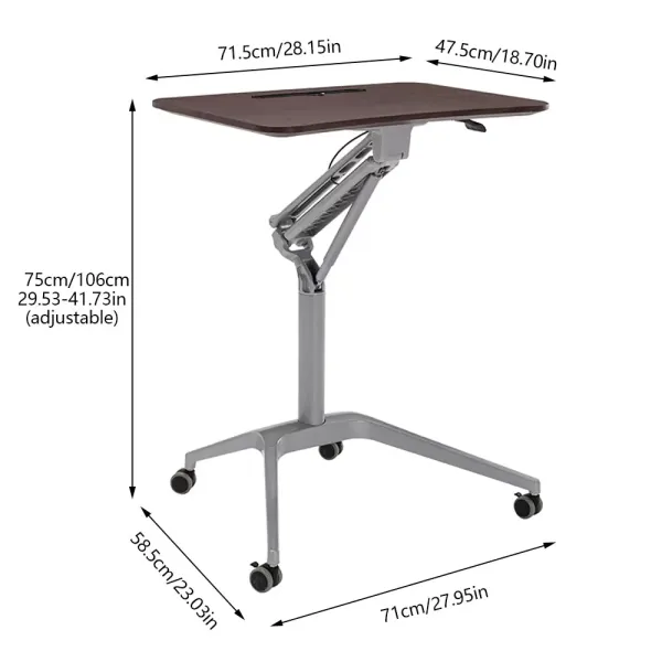 Rollende laptoptafel - Vaste standaard - In hoogte verstelbare hoek - Met zwenkwielen Rollende laptoptafel - Vaste standaard - In hoogte verstelbare hoek - Met zwenkwielen