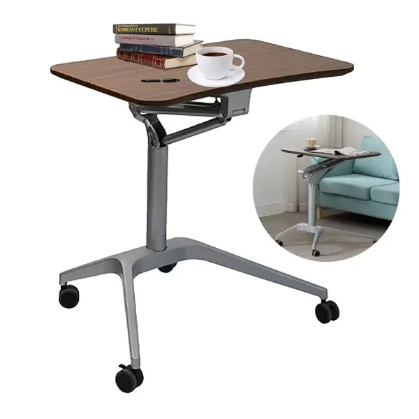 Rollende laptoptafel - Vaste standaard - In hoogte verstelbare hoek - Met zwenkwielen