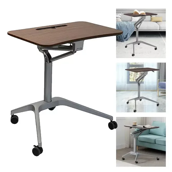 Rollende laptoptafel - Vaste standaard - In hoogte verstelbare hoek - Met zwenkwielen Rollende laptoptafel - Vaste standaard - In hoogte verstelbare hoek - Met zwenkwielen