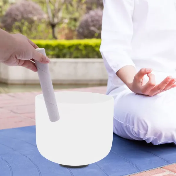 Producten 8 inch witte kwartskristal klankschaal F Note, voor meditatie (wit)