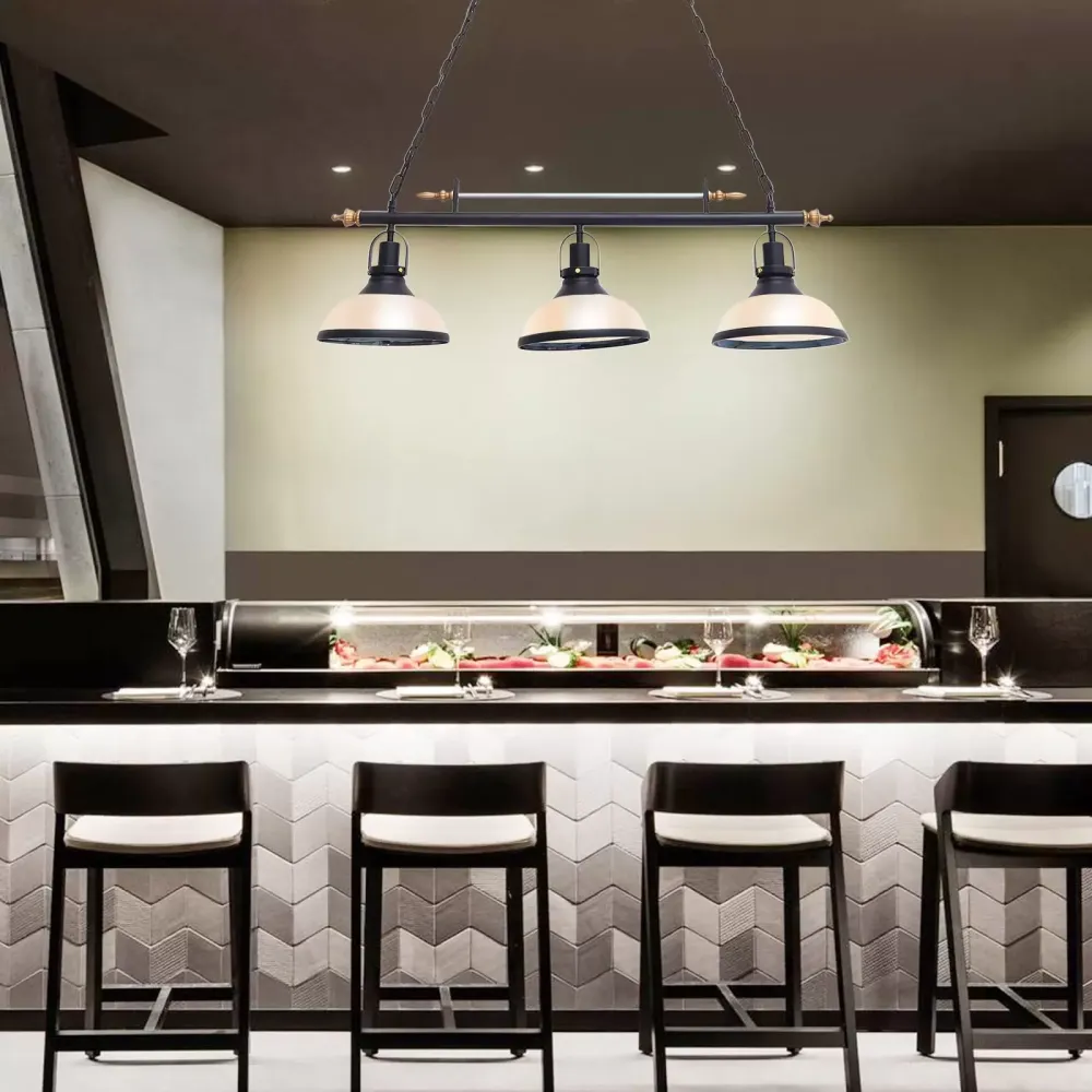 Retro biljarthanglamp, industriële biljartlamp, chassis met zwarte ketting, hangende kroonluchter, voor pooltafel