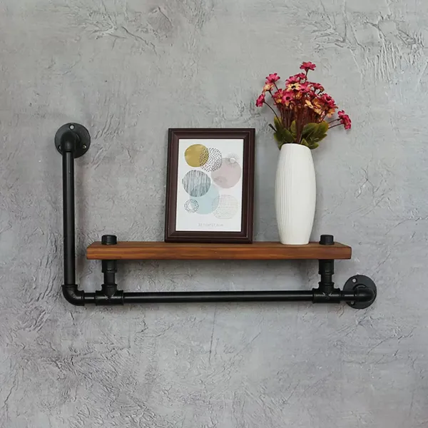 Industriële zwevende plank wandgemonteerde houten plank buis wandplank wandplank voor woonkamer slaapkamer