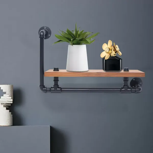 Industriële zwevende plank wandgemonteerde houten plank buis wandplank wandplank voor woonkamer slaapkamer