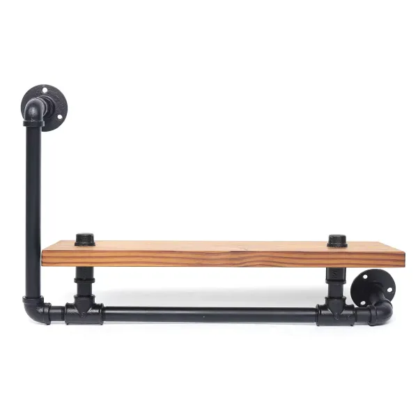 Industriële zwevende plank wandgemonteerde houten plank buis wandplank wandplank voor woonkamer slaapkamer