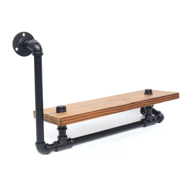 Industriële zwevende plank wandgemonteerde houten plank buis wandplank wandplank voor woonkamer slaapkamer Industriële zwevende plank wandgemonteerde houten plank buis wandplank wandplank voor woonkamer slaapkamer