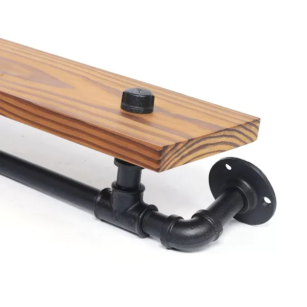 Industriële zwevende plank wandgemonteerde houten plank buis wandplank wandplank voor woonkamer slaapkamer