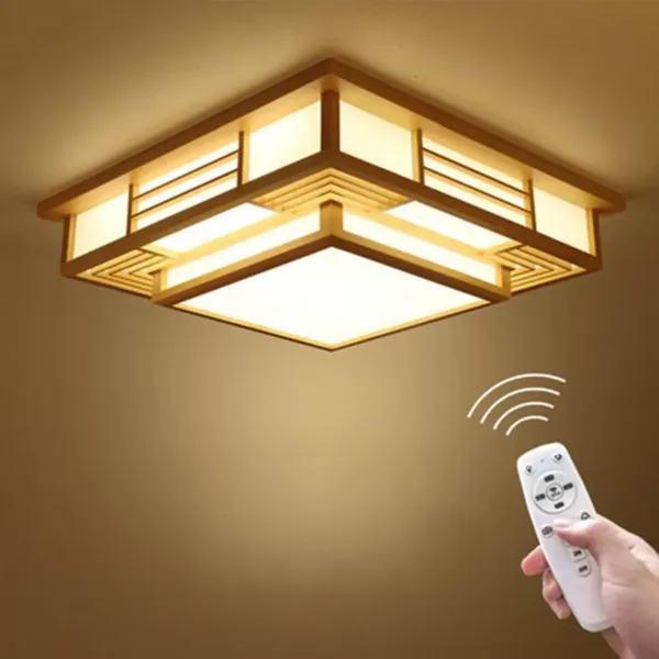 Japanse LED-plafondlamp, massief houten plafondlamp, creatieve geometrie, woonkamer slaapkamer plafondlamp Japanse LED-plafondlamp, massief houten plafondlamp, creatieve geometrie, woonkamer slaapkamer plafondlamp