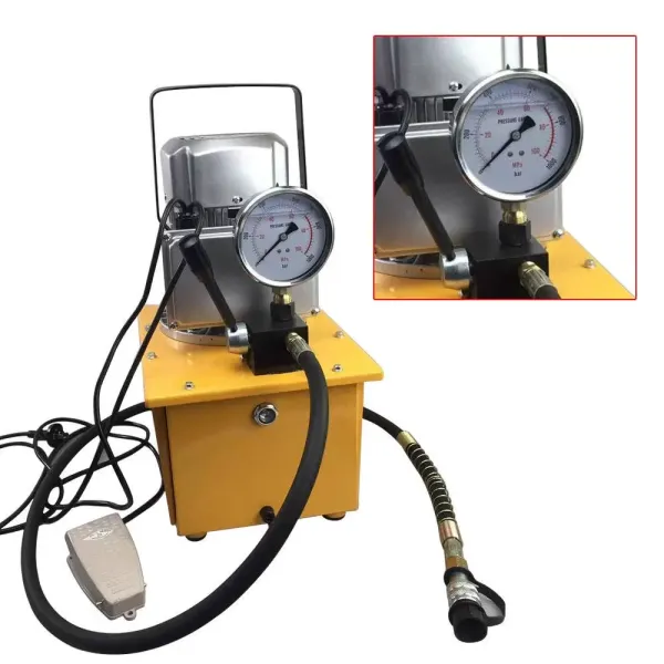 Elektrische hydraulische pomp 750 W 0,6-5 l/min Elektrische hydraulische pomp met handbediende klep om de retourolie te regelen.