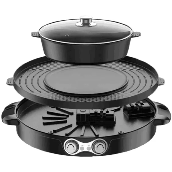 Multifunctionele elektrische koekenpan Multifunctionele elektrische grill Grote hete pot, dubbele scheiding, onafhankelijke bediening zonder rook