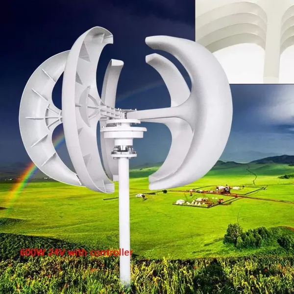 600W 24V verticale 5-bladige windturbinegenerator lantaarnas met controller