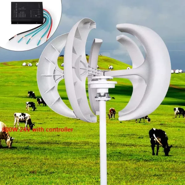 600W 24V verticale 5-bladige windturbinegenerator lantaarnas met controller