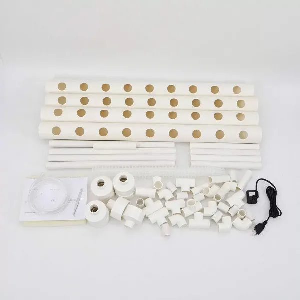 4 buizen 36 slots hydrocultuur kweeksysteem PVC U hydrocultuur kweekset wit.