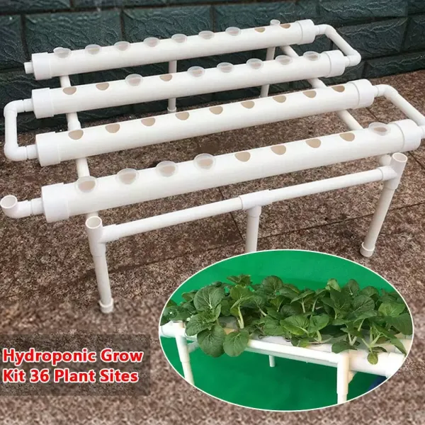 4 buizen 36 slots hydrocultuur kweeksysteem PVC U hydrocultuur kweekset wit.