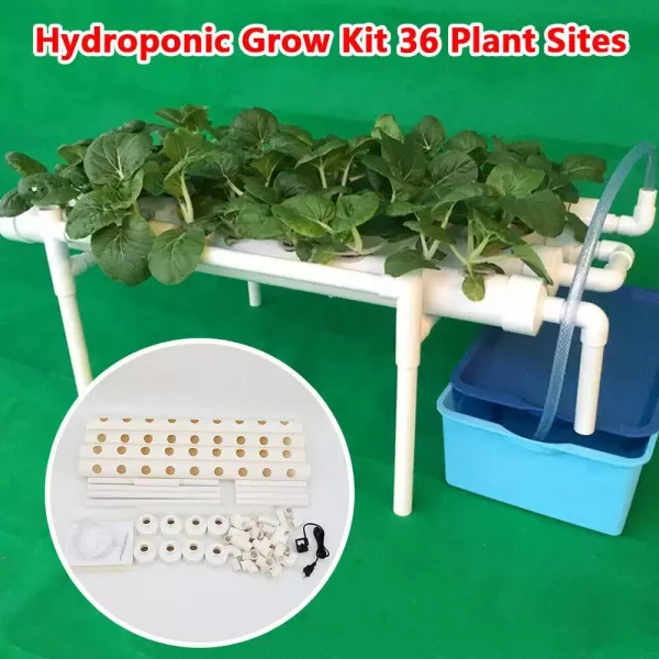 4 buizen 36 slots hydrocultuur kweeksysteem PVC U hydrocultuur kweekset wit.