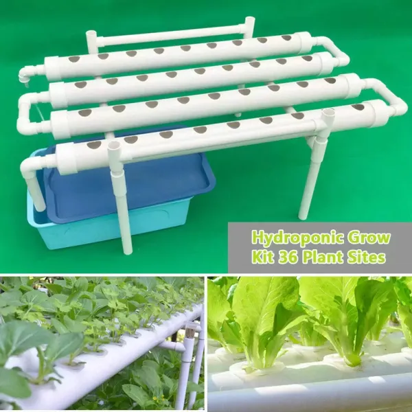 4 buizen 36 slots hydrocultuur kweeksysteem PVC U hydrocultuur kweekset wit.