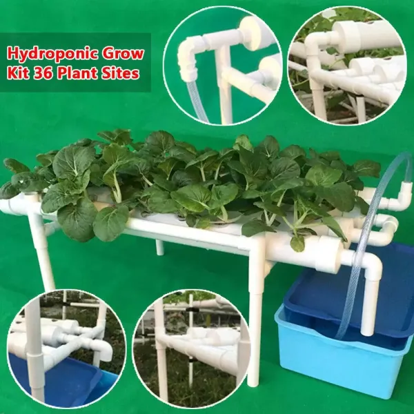 4 buizen 36 slots hydrocultuur kweeksysteem PVC U hydrocultuur kweekset wit.