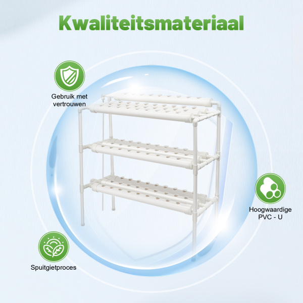 Hydrocultuur kweekset voor groenten PVC hydrocultuurbuis - Hydrocultuur kweekset 90 locaties 10 buizen
