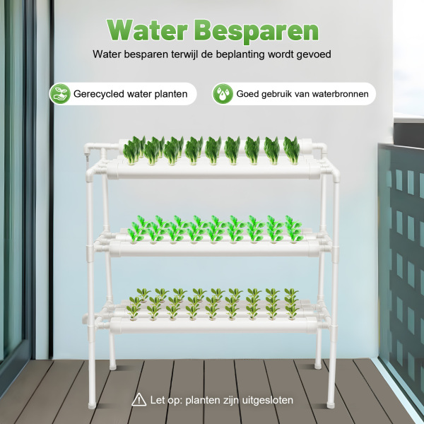 Hydrocultuur kweekset voor groenten PVC hydrocultuurbuis - Hydrocultuur kweekset 90 locaties 10 buizen