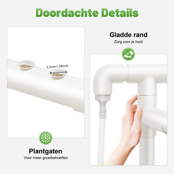 Hydrocultuur kweekset voor groenten PVC hydrocultuurbuis - Hydrocultuur kweekset 90 locaties 10 buizen