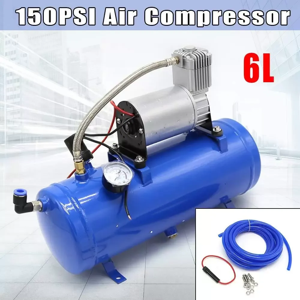 Mobiele compressoren luchthoornset 6L met 100 PSI 12v luchtcompressorhoorn gemodificeerde luchtpomp
