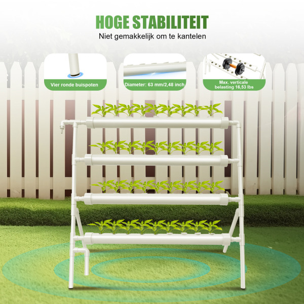 Hydrocultuur kweekset met 4 buizensysteem en 36 plantlocaties