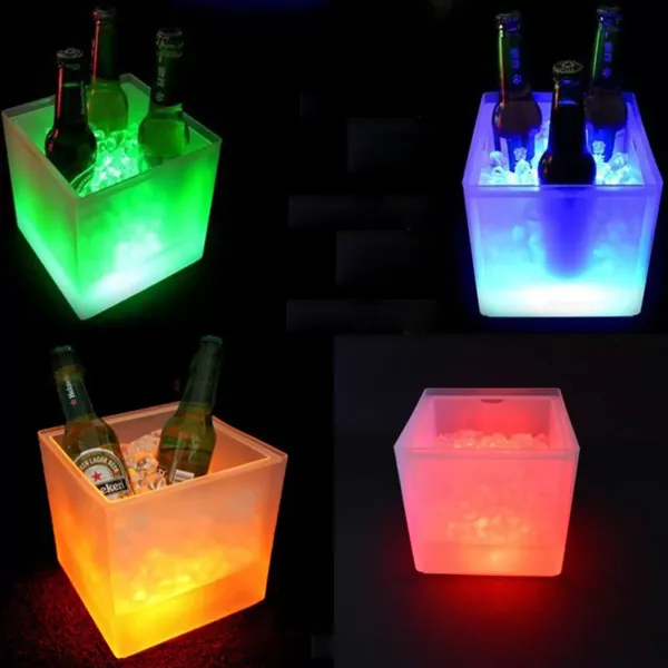 LED-verlichte ijsemmer, 16 soorten verlichting, retro champagne, wijndranken, bieren, ijsemmer met afstandsbediening, voor feest, thuis, bar