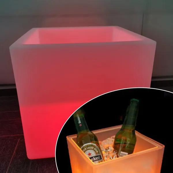 LED-verlichte ijsemmer, 16 soorten verlichting, retro champagne, wijndranken, bieren, ijsemmer met afstandsbediening, voor feest, thuis, bar