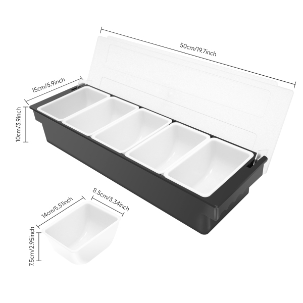 Condiment dispenser met compartimenten, 5 roosters, voor het opbergen en bewaren van fruit, groenten, kruiden, 50*15*10cm Condiment dispenser met compartimenten, 5 roosters, voor het opbergen en bewaren van fruit, groenten, kruiden, 50*15*10cm