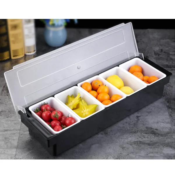 Condiment dispenser met compartimenten, 5 roosters, voor het opbergen en bewaren van fruit, groenten, kruiden, 50*15*10cm