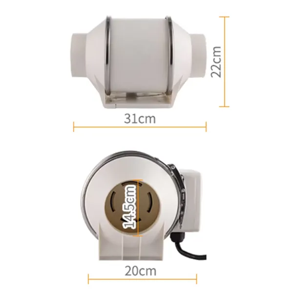 HF-200P Buisventilator met kogellagers 220 V HF-200P Buisventilator met kogellagers 220 V