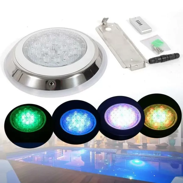 Zwembadlamp 54W RGB LED-licht Waterdicht IP68 RVS onderwaterverlichting met afstandsbediening Zwembadlamp 54W RGB LED-licht Waterdicht IP68 RVS onderwaterverlichting met afstandsbediening