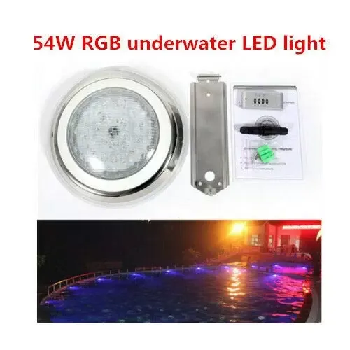 Zwembadlamp 54W RGB LED-licht Waterdicht IP68 RVS onderwaterverlichting met afstandsbediening