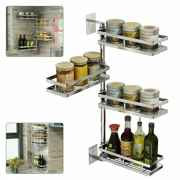 4 lagen roterende kruidenrek opbergdoos, keukenorganizer, 90 ° draaibaar kruidenrek (geen boren) 4 lagen roterende kruidenrek opbergdoos, keukenorganizer, 90 ° draaibaar kruidenrek (geen boren)