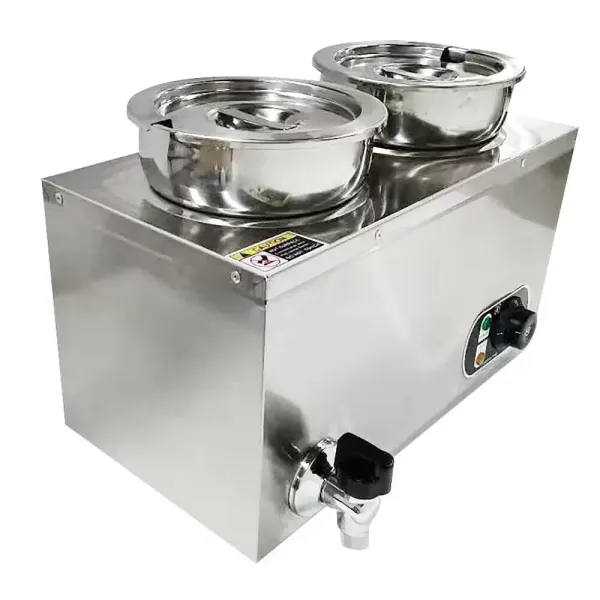 Maaltijdverwarmer met twee soeppannen - RVS - 220V - Elektrische RVS Warmer