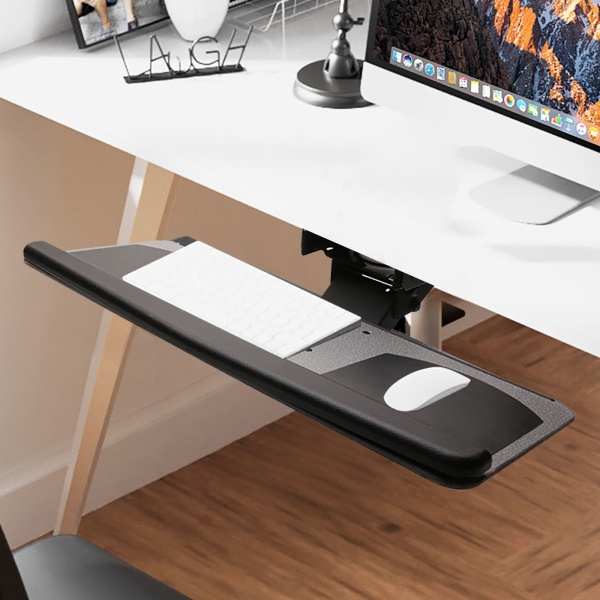 Verstelbare ergonomische toetsenbordplank, bureau-uitbreidingsplank met rails, 360 graden draaibaar, geweldig voor thuis en op kantoor